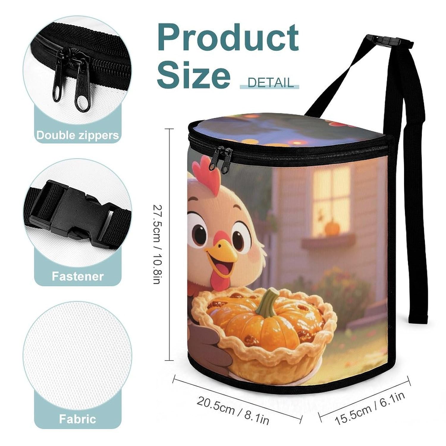 YHNNH Car Trash Can Colorful Feathered Turkey Car Trash Bag with Cover and Waterproof Bin for Cars, SUVs and Trucks and in Places Such As Bathrooms image 2