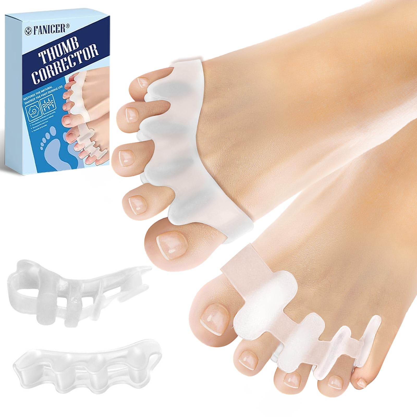 4 Piezas Separadores de Dedos de Los Pies, Separador Dedos Pie Superpuestos, Corrector de Silicona para Dedos de los Pies, Corrector de Dedos para Relajarte Hombres y Mujeres