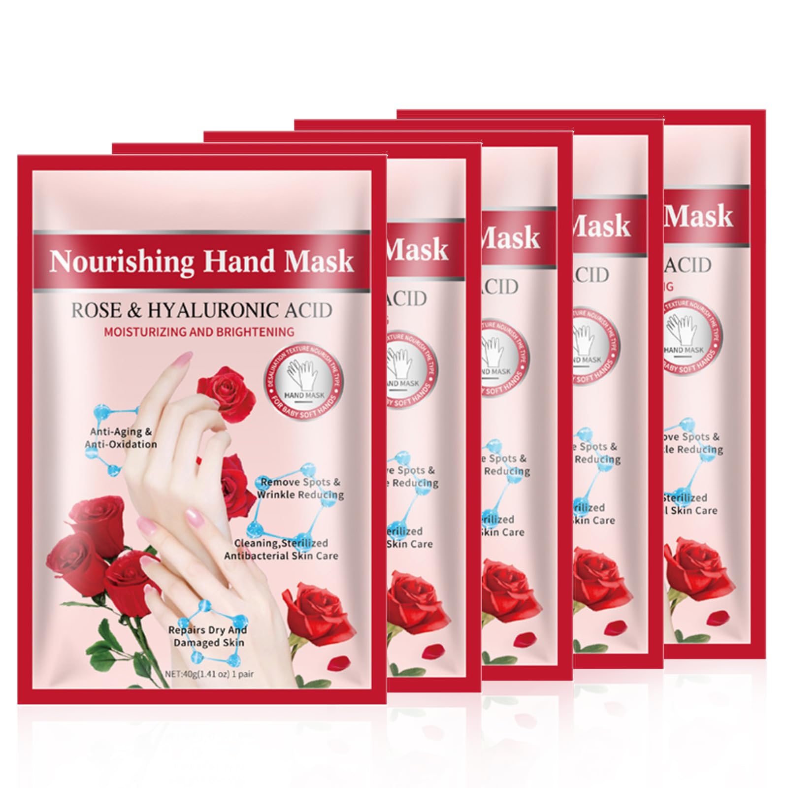 Maschera Per Le Mani, 5 Paia Maschera Idratanti Per Mani Esfoliante, Guanti Idratanti per la Sbiancamento Cura delle Mani, Per Mani Secche, Invecchiate e Screpolate, per Donne e Uomini