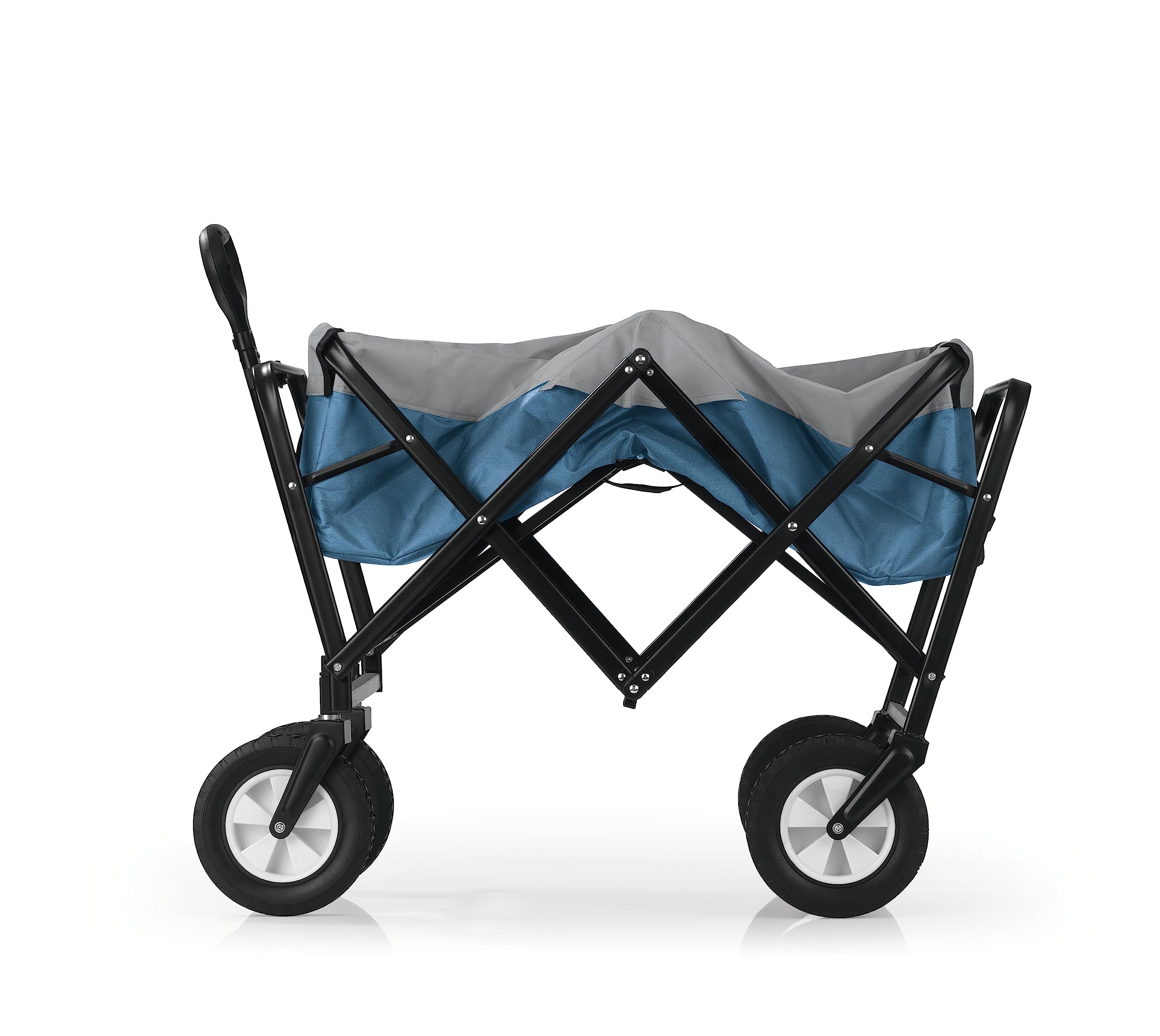 EASYmaxx Wózek ręczny, udźwig do 80 kg, składany, nowoczesny design, wytrzymałe pokrycie nylonowe, przeguby obrotowe 360° na przednich kołach, z osłoną (niebiesko-szary)