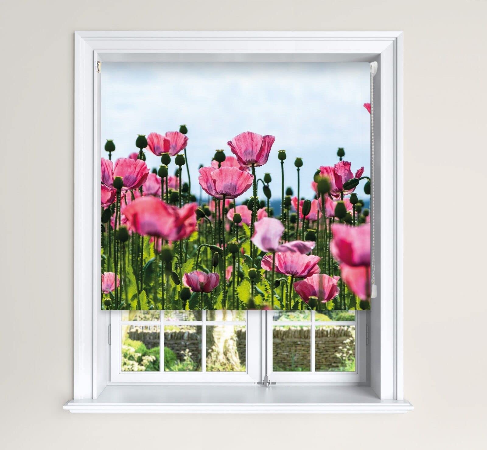 Lister Cartwright Pink Poppy Field Blackout Roller Blind Roller Blinds(150 Cm Width X 140 Cm Drop)