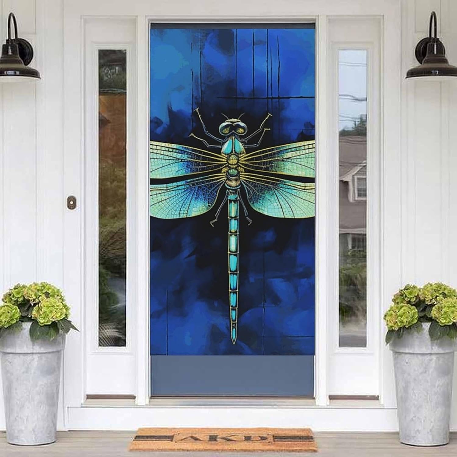 Blue Dragonfly Door Curtain Temporary Doorway Privacy,No Drill Print Privacy Curtains Easy Install Windows Curtains, for Glass Door/Patio Doors Gift 30.4 X 70.9 in