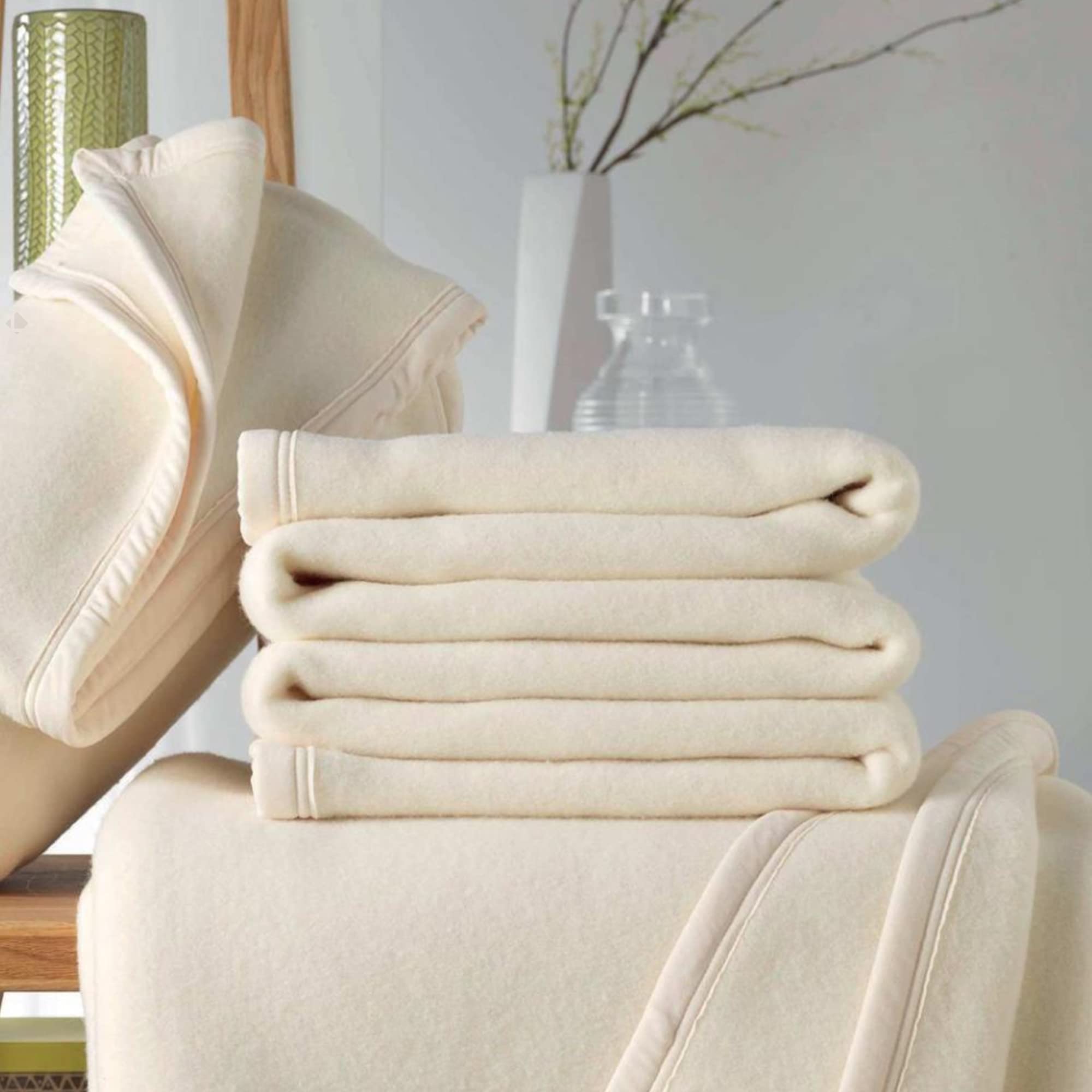Linnea Couverture Polaire 240x300 cm 100% Polyester 350 g/m2 Teddy Blanc Naturel