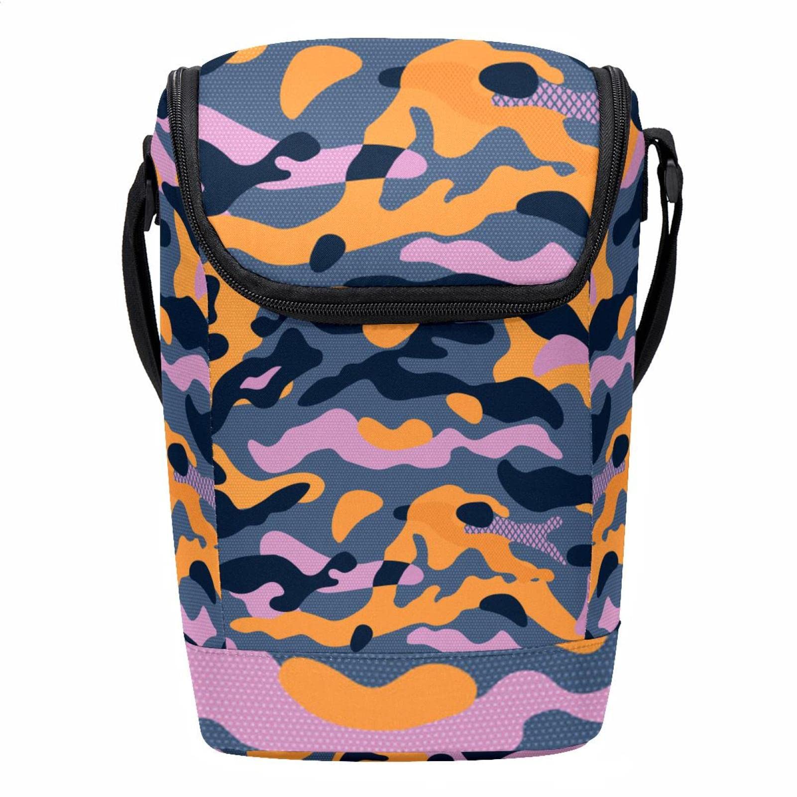 Lonchera grande de camuflaje con correa ajustable que distribuye el peso cómodamente
