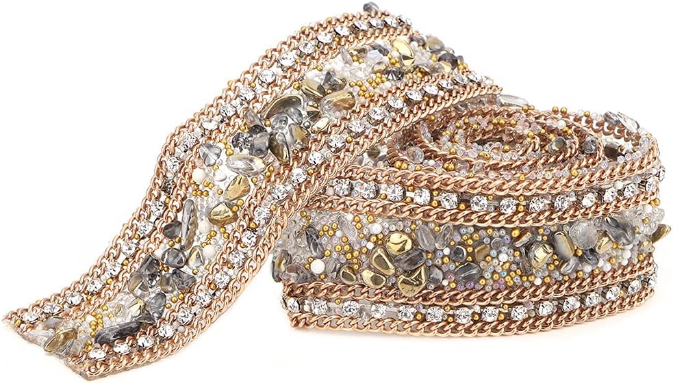 Amazon.com: TOPINCN Rhinestones Ribbon, Crystal Chain Trim Ribbon DIY ...
