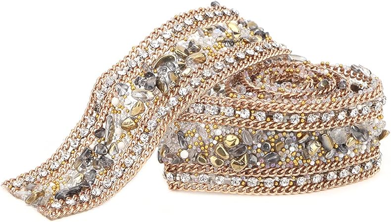 Amazon.com: TOPINCN Rhinestones Ribbon, Crystal Chain Trim Ribbon DIY ...