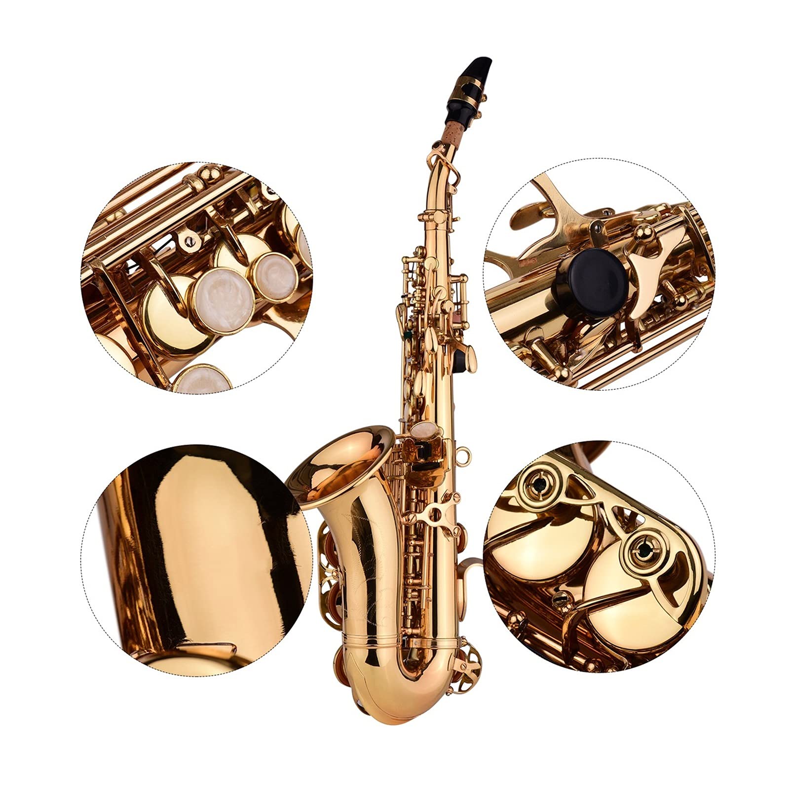 Sax Soprano Dritto Professionale In Ottone Bb – Completo Di Custodia, Bocchino E Tracolla (generico)