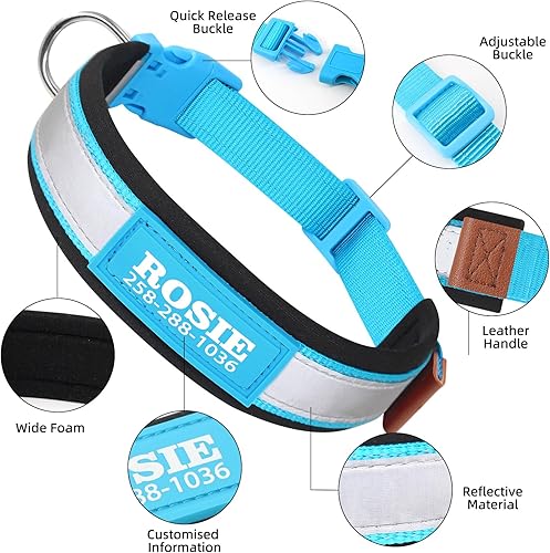 Miniatura 2 de Collar de perro personalizado, collar de identificación personalizado con nombre de mascota y número de teléfono, collar de nailon reflectante