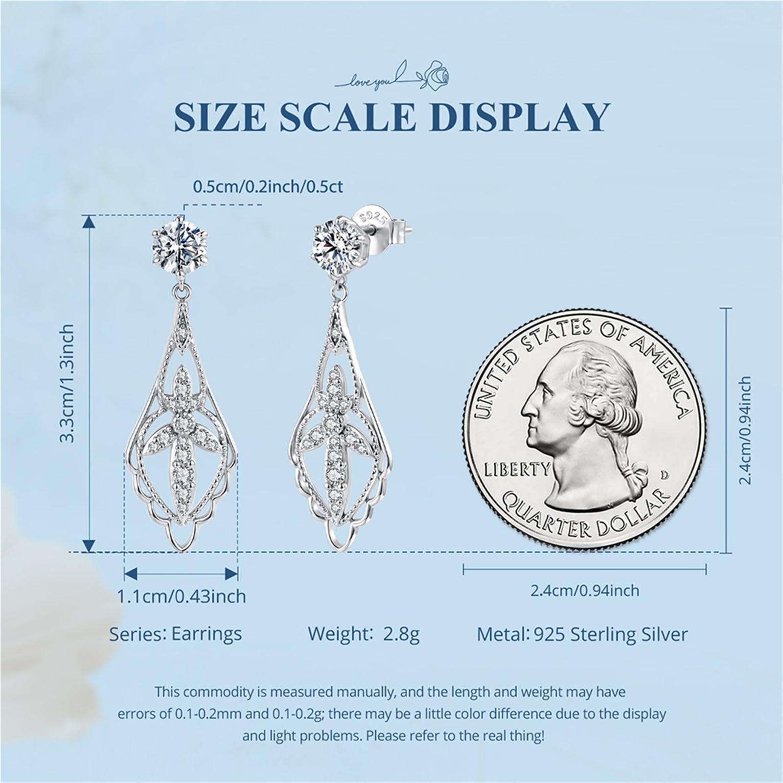 S925 srebro 0,5 ct Moissanite Vintage kwiatowe ślubne kolczyki dla kobiet - francuskie kolczyki w stylu retro dla wrażliwych uszu, codzienne biuro dla nowożeńców