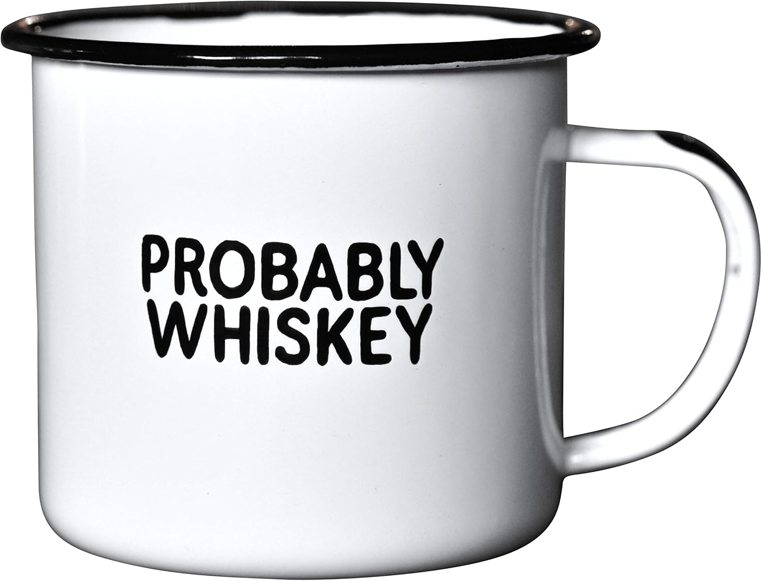 PROBABLY TEQUILA | Enamel"Coffee" Mug | Sarcastic Gift for Vodka, Gin, Bourbon, Wine and Beer Lovers | Great Office or Camping Cup for Dads, Moms, Campers, Tailgaters, Drinkers, and Travelers
