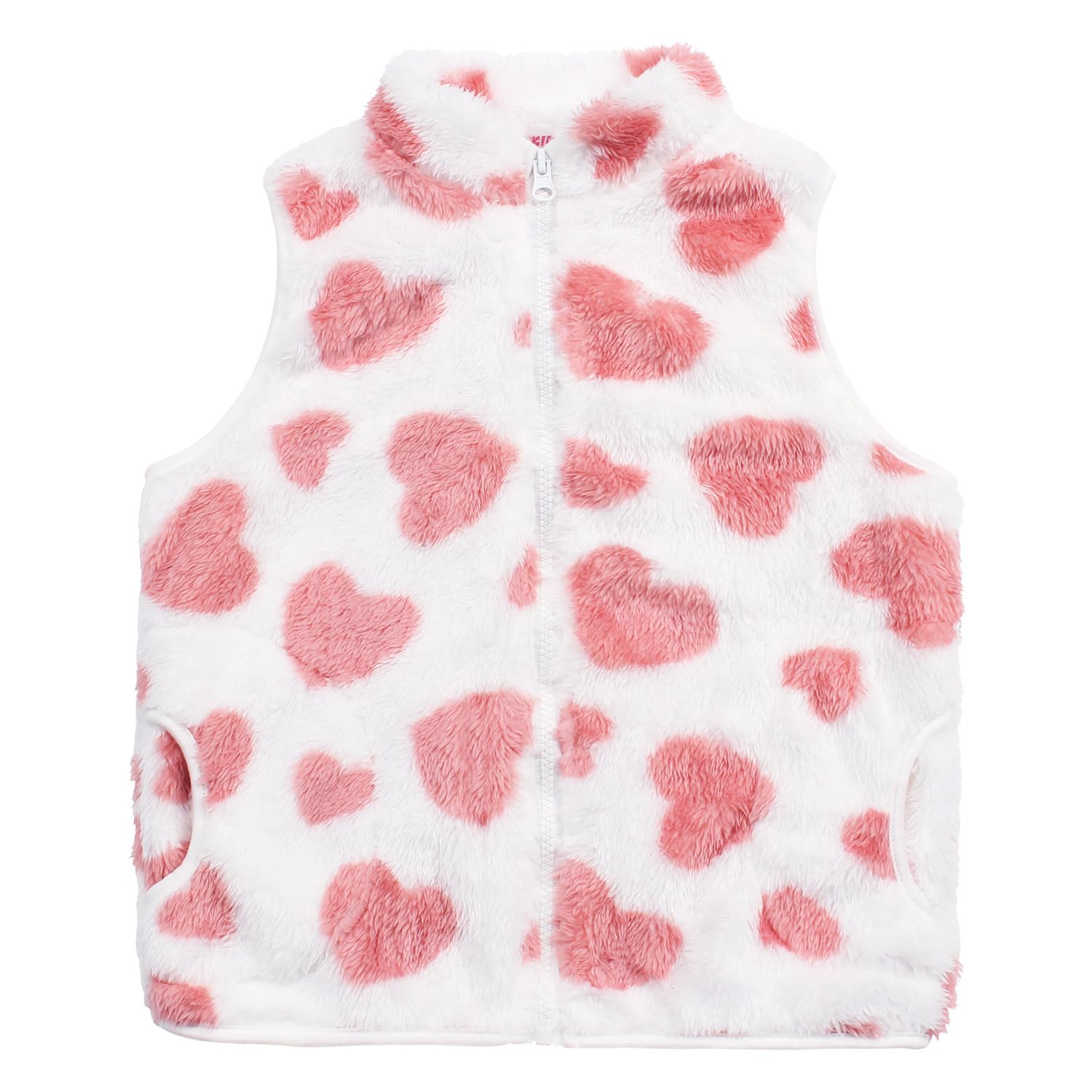 JESKIDS Girls' Boys Sherpa Fleece Vest Outwear Lightweight Solid Color Cute Jacket with Pockets 2-11 Years