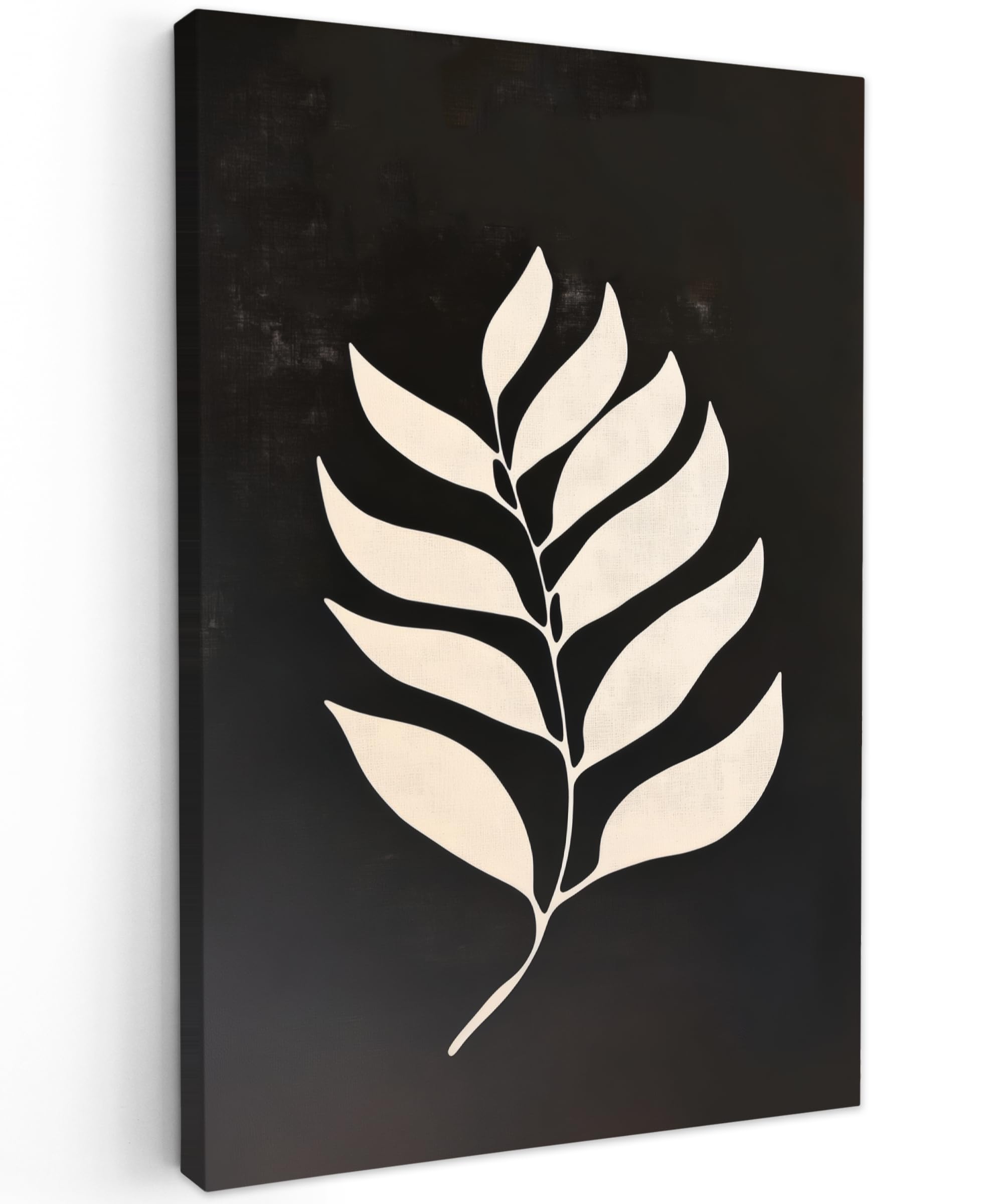 MuchoWow© Canvas Wall Art 24"x35" / 60x90 cm Decor Prints for Living Room Decorative Canvases Hall Artwork Leaf - White - Minimalist