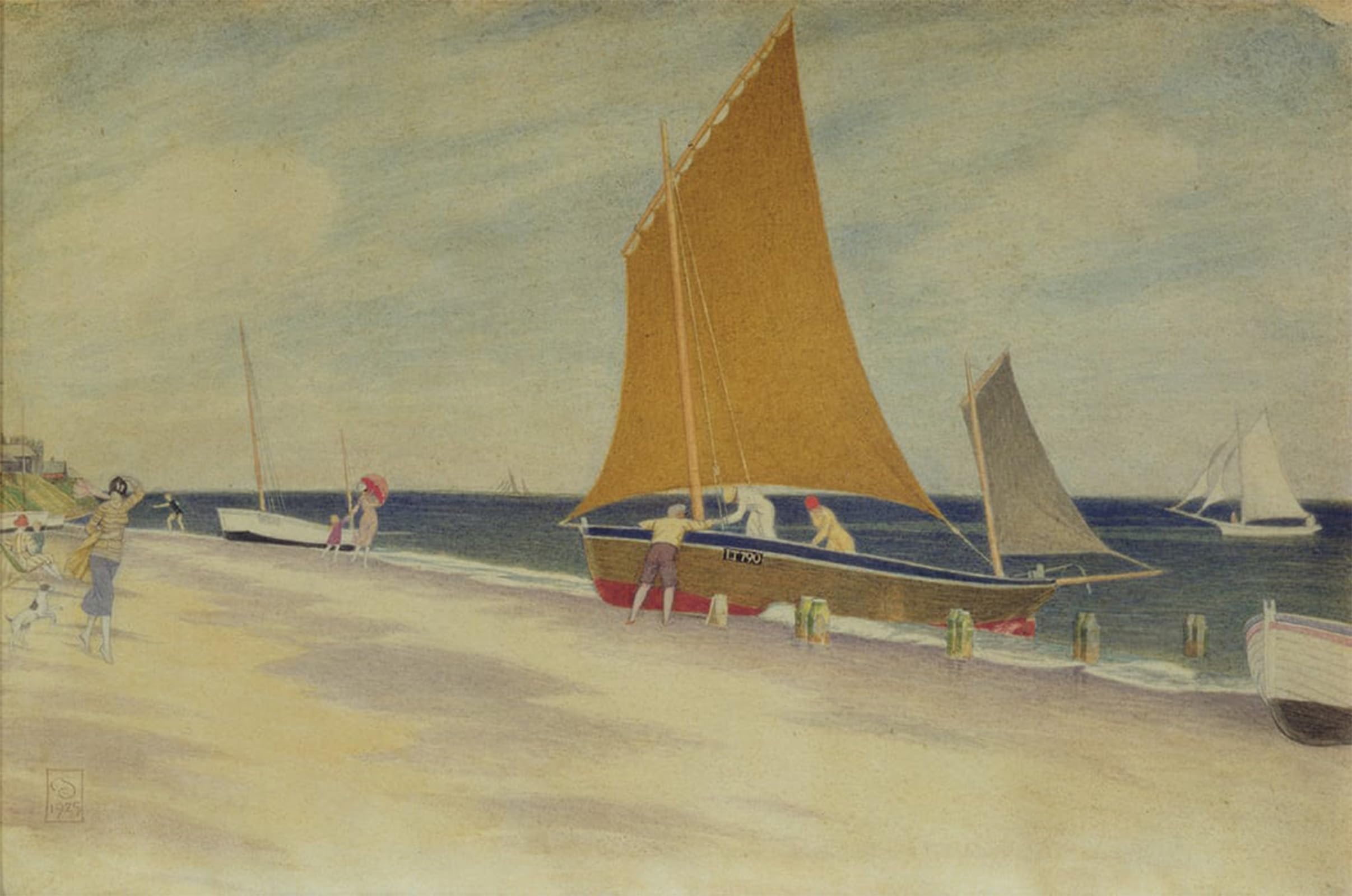 SERENDIPITP Vintage Picture Print on Canvas Wall Art Poster Pleasures of the Seaside by Edward Southall Artwork Print Poster for Wall Decor 60x90cm