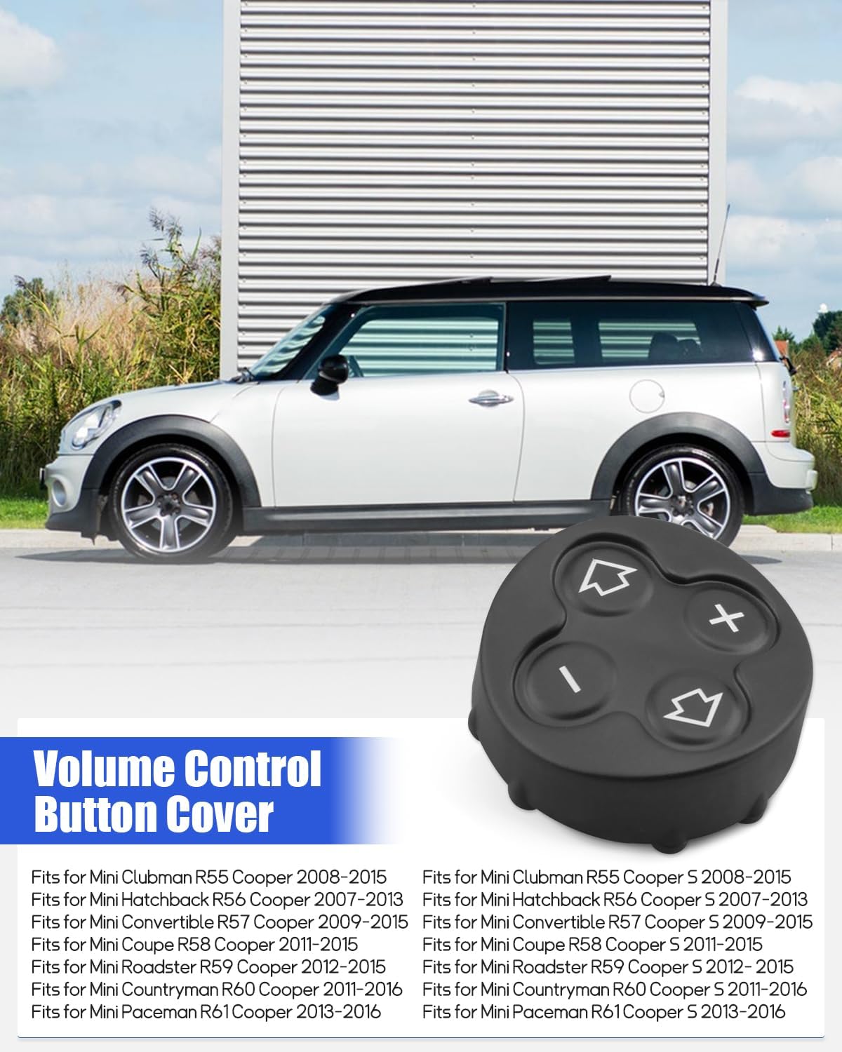 3-Spoke Steering Wheel Multi-Function Switch Cover Fit for Mini R55 R56 R57 R58 R59 R60 R61 Replace 32309226804, Volume Key Cover Left Side