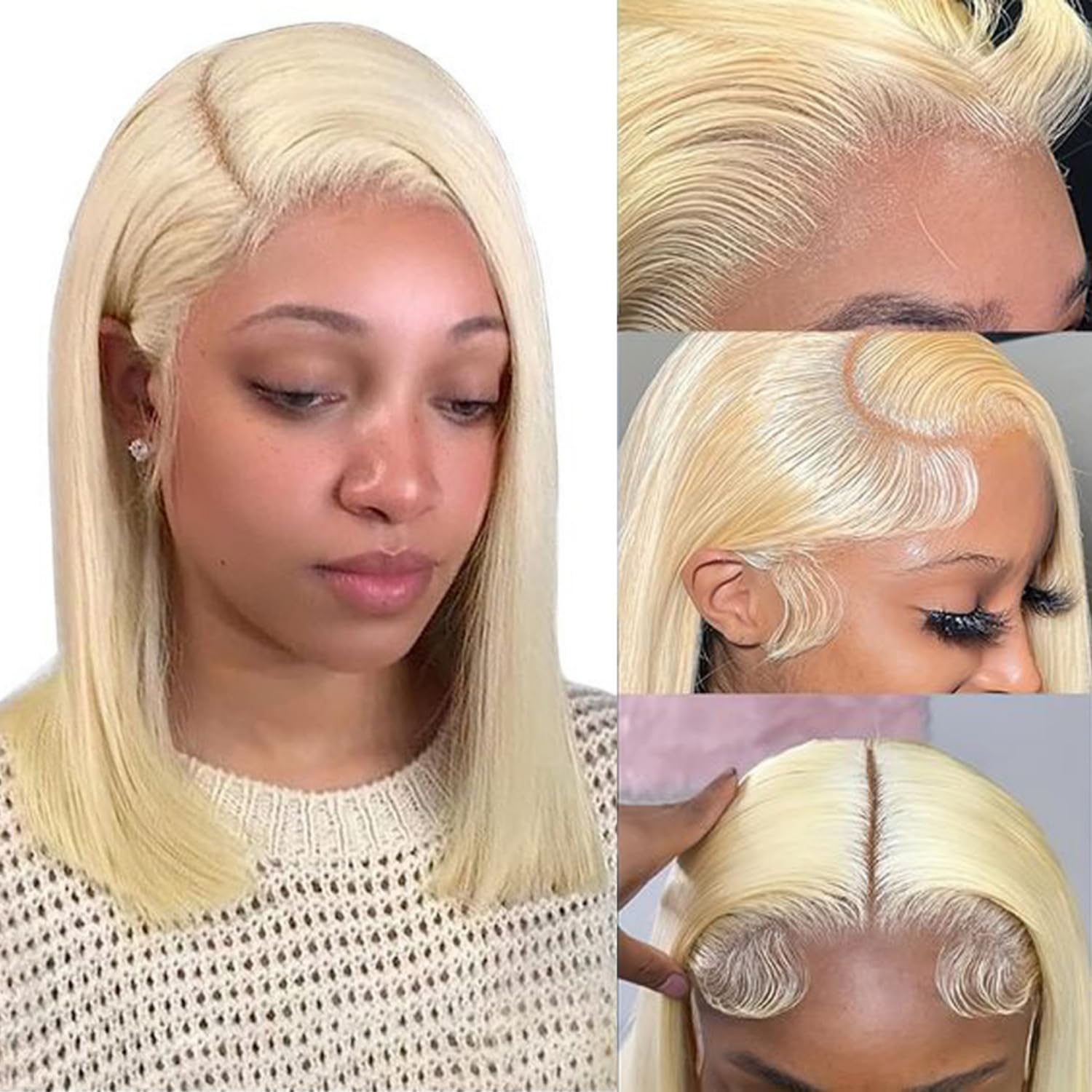 Amazon.com : Brazilian 14 Inch Straight Blonde Bob Wig Human  display picture 1