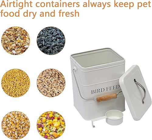 Miniatura 4 de Geyecete Comedero para pájaros, tarro de comida para mascotas, contenedor hermético para almacenamiento de alimentos, color blanco