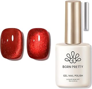 Born Pretty Cat Magnetic Gel Nail Polish Ruby Red Holographic Glitter Shiny Sparkle Crystal Gel 15mL