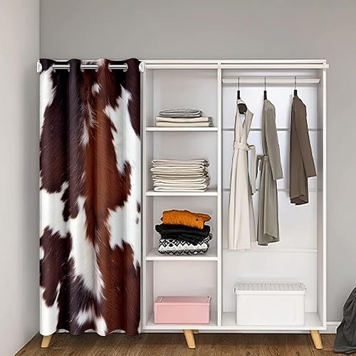 Miniatura 2 de Erosebridal Cortina opaca para puerta de piel de vaca para niños, adolescentes y adultos, cortina opaca con manchas de vaca negra y marrón, cortina