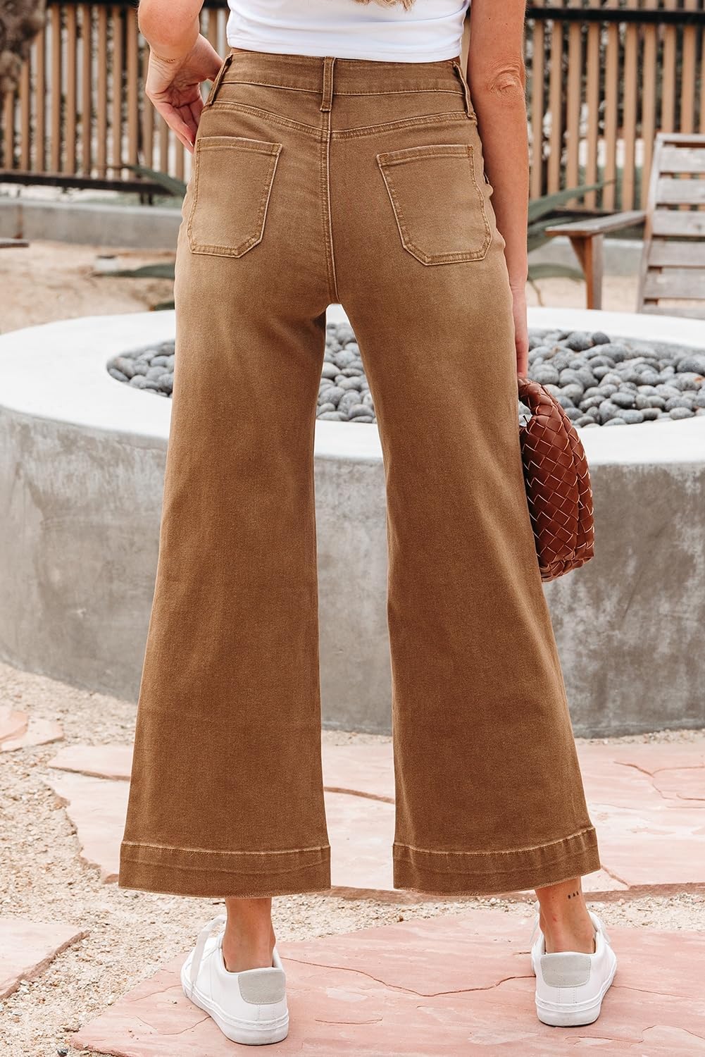 Jeans of Women Breen Cropped High Rise Wide Leg Jeans