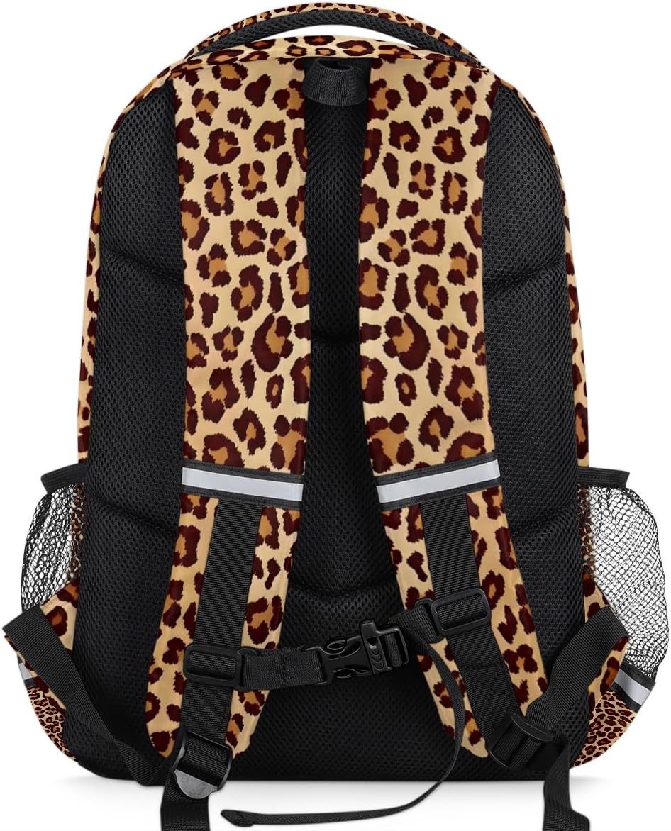 Leopard Brown Texture Backpack Boys Girls Schoolbag Children Bookbag,Laptop Notebook Tablet School Bag Stylish Casual Daypack Students Teens Travel Bags