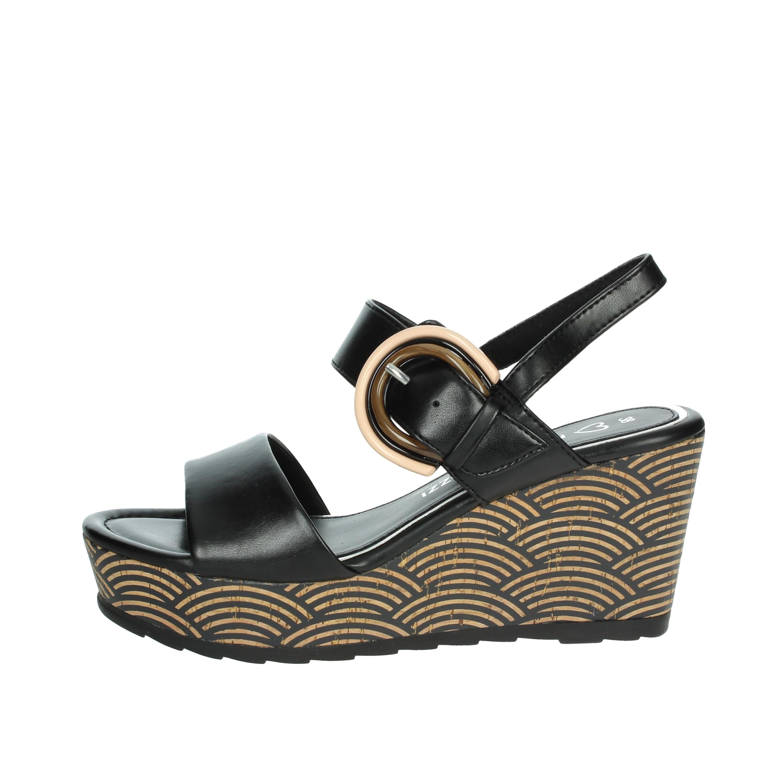 MARCO TOZZI Women's Elegant Velcro Wedge Heel Sandals, Black, 8.5 UK