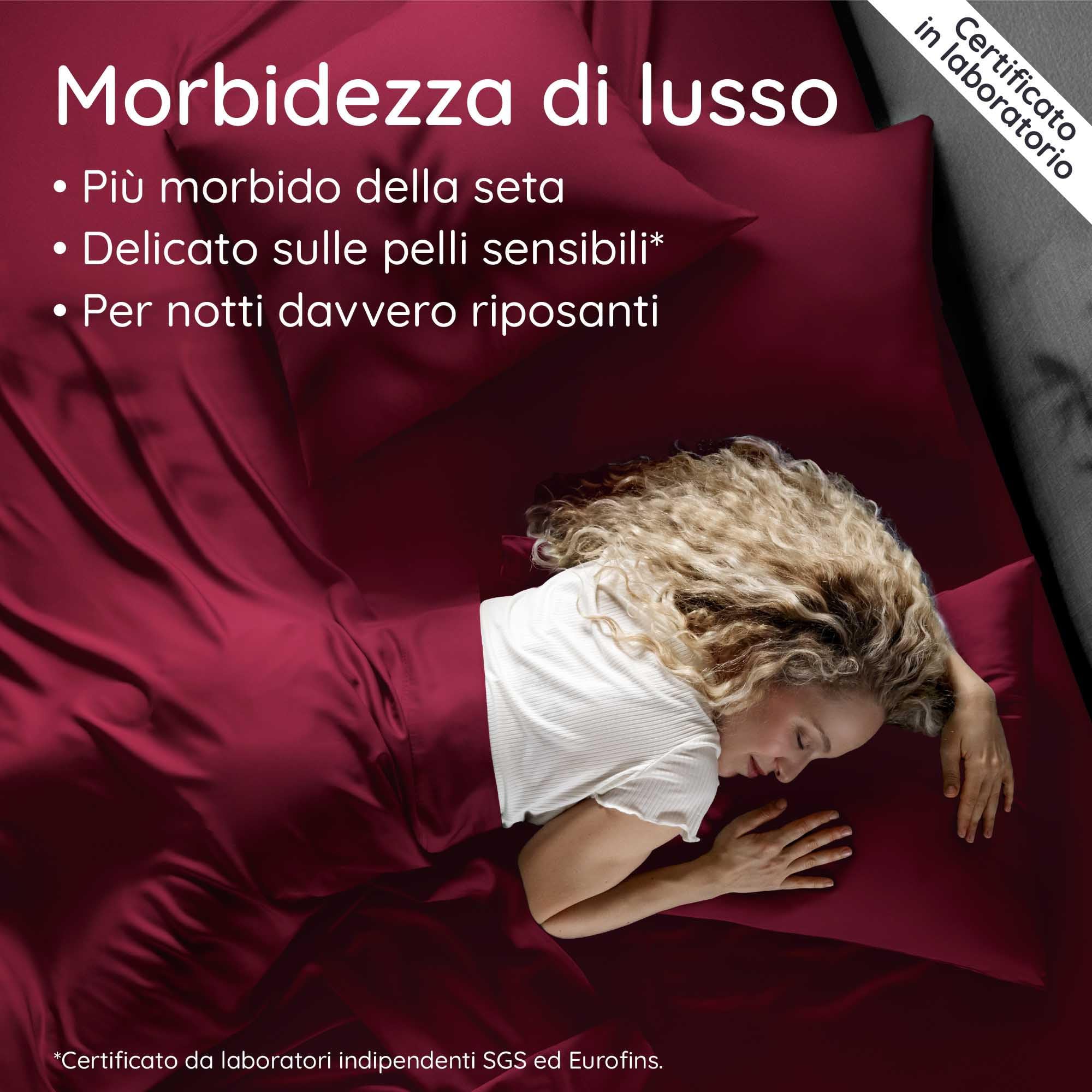 Bambaw Lenzuolo matrimoniale sopra bambu, 240x290 cm, Lenzuola effetto freddo, Lenzuolo senza angoli anti acari e anallergico, Lenzuola rinfrescanti matrimoniali, Certificato OEKO-TEX® (Bordeaux)