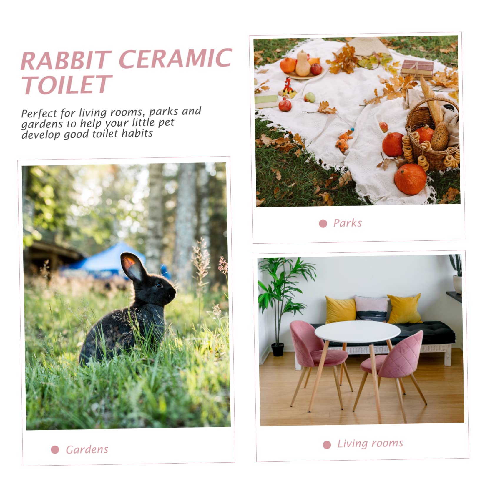 GALPADA Pentagonale Grande Lettiera Ceramica Ribaltamento per Coniglietti e Piccoli Animali Toilette Angolare Peso Maggiorato Addestramento Pet Toilet per Salotti Giardini e Parchi