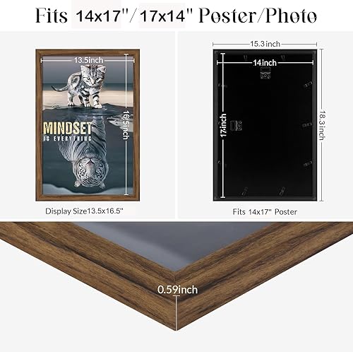 Vista 622 de Marco gris rústico de 18 x 24 pulgadas, marco para póster de 18 x 24 pulgadas, color gris envejecido, grande, retro, natural, 24 x 18 pulgadas