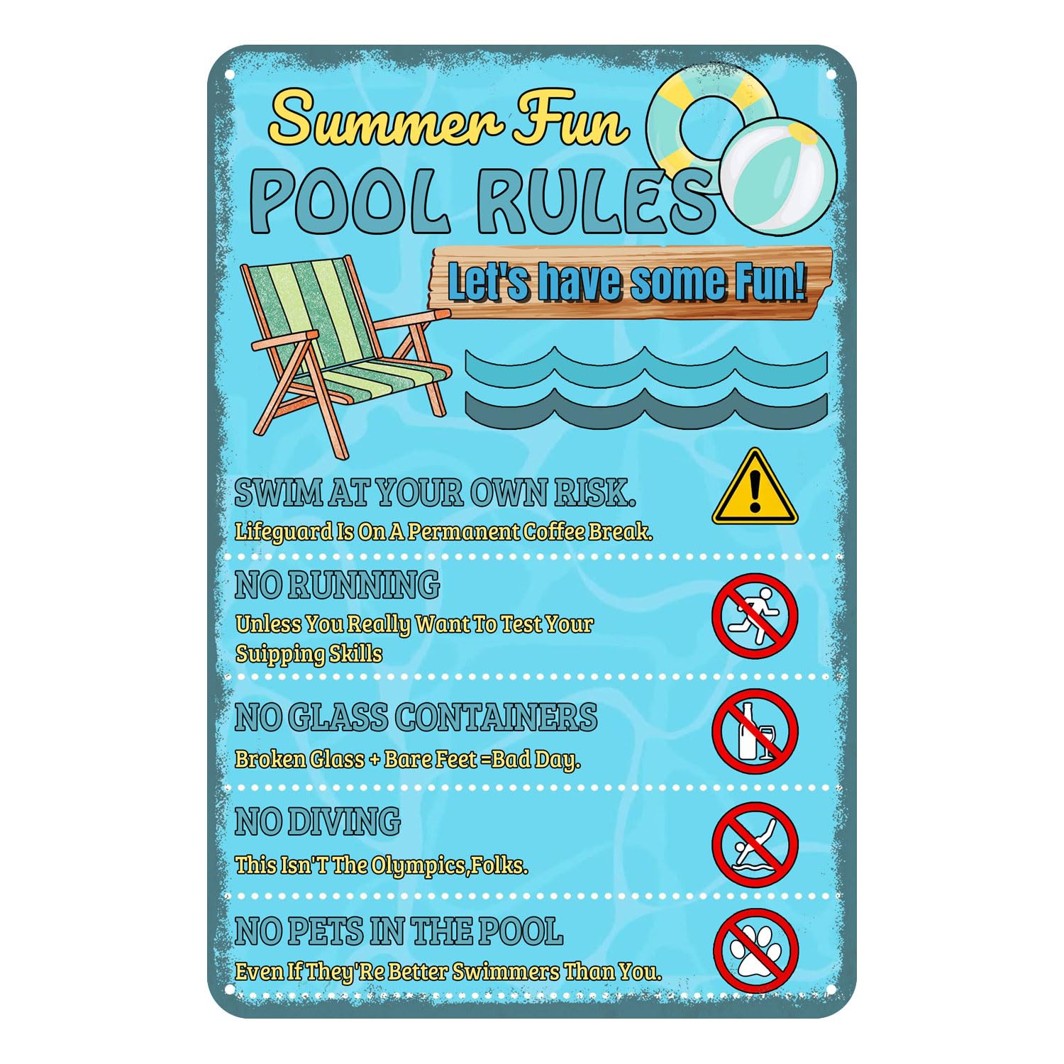 Funny Pool Rules Vintage Metal Tin Sign For Outdoor Swimming Pool Wall Decor Art Humorous Backyard Patio Summer House Decorations 8x12 Inch