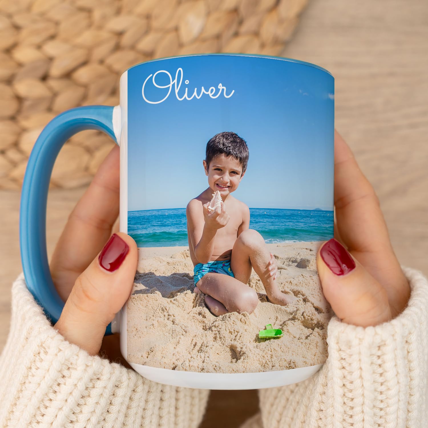 Wanapix | Taza Personalizada con Foto y Texto | Capacidad de 325ml | Taza de Cerámica con Diseño Único | Regalo para Amigos y Familiares | Apta para Microondas | Interior y Asa Color Rosa — view 20