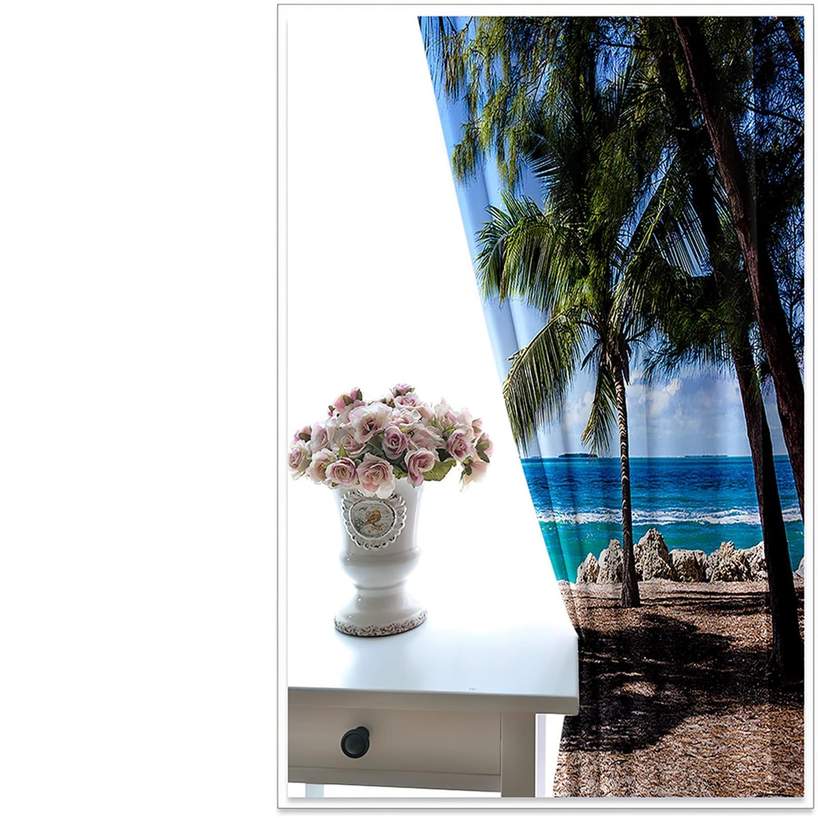 Verdunklungsvorhänge mit Ösen, Gardinen Blickdicht Surfen Meer Strand Landschaft 2er Set H 115 x B 86 cm Abdunkelnde Vorhänge für Wohnzimmer