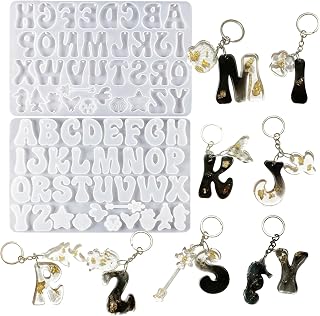 YRIHJIXQ Alphabet Silicone Resin Molds A-Z with Holes, Keychain Accessories for Epoxy DIY Crafts
