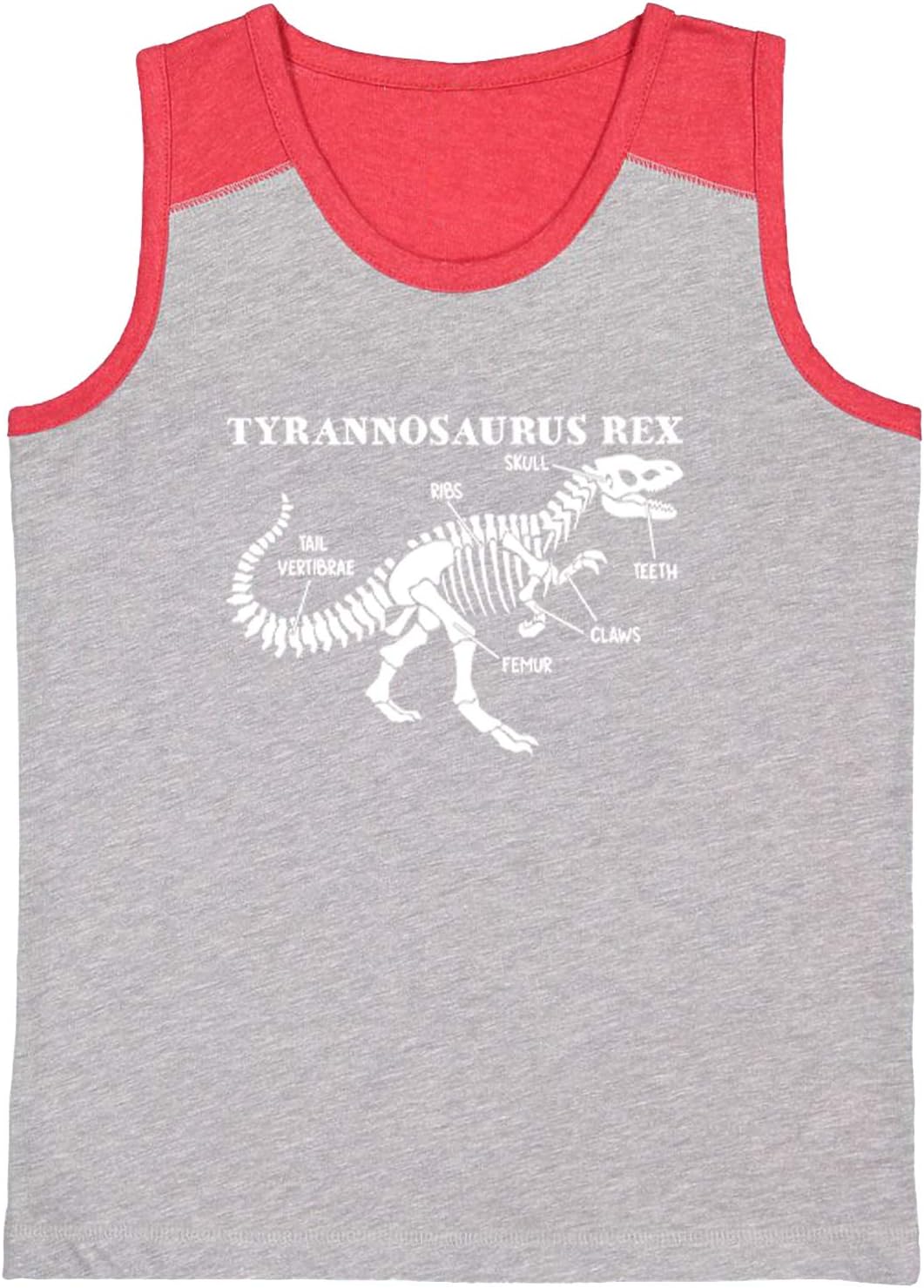 T Rex Anatomy - Dinosaur Bones Youth Contrast Back Tank Top