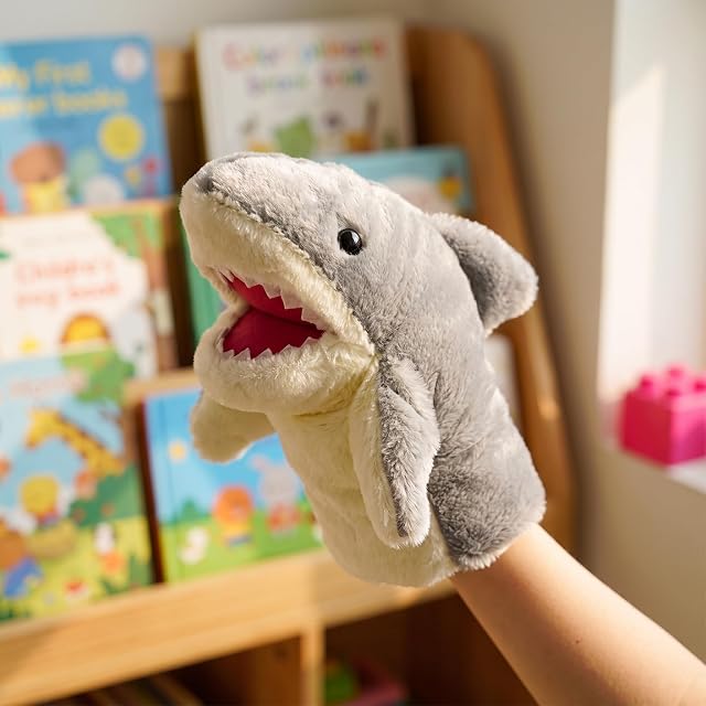 Foto 5 de 7 de lilizzhoumax Tiburón de Peluche Marioneta de Mano, Tiburón de Peluche Lindas Muñecas de Relleno de Roedores