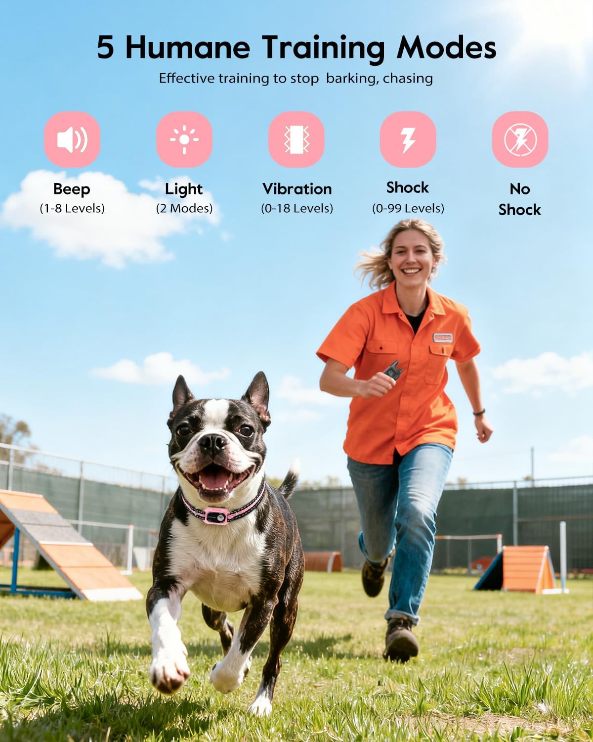 SLOPEHILL Mini Shock Collar for Small Dogs 5-30lbs, 4200FT Dog Training Collar with Remote,IPX8 Waterproof E-Collar Features Beep,Vibration,Shock,Light,No Shock Modes,Security Lock,Pink