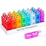 Daviky Monthly Pill Organizer 2 Times a Day - 30 Day Pill Box AM PM, BPA Free One Month Medicine Organizer Twice Daily, 31-Day Case to Hold Vitamins, Supplements & Medication