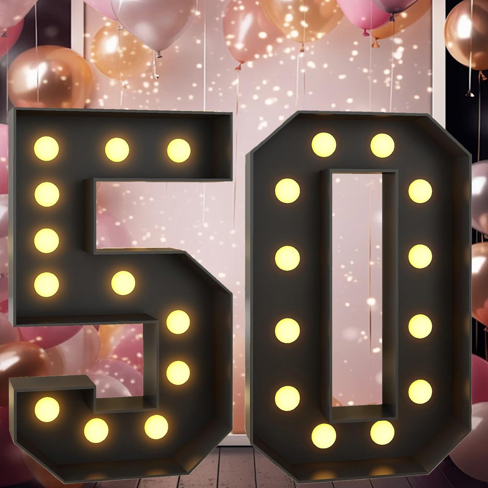 3 ft Marquee-Leuchtzahlen 1 Marquee-Zahlen for den 1., 11., Geburtstag, Jubiläumsparty-Dekor, Mosaikzahlen for Luftballons, Nummer 21, vorgeschnittenes Schaumstoffplatten-Set(Number 50,2.3FT)