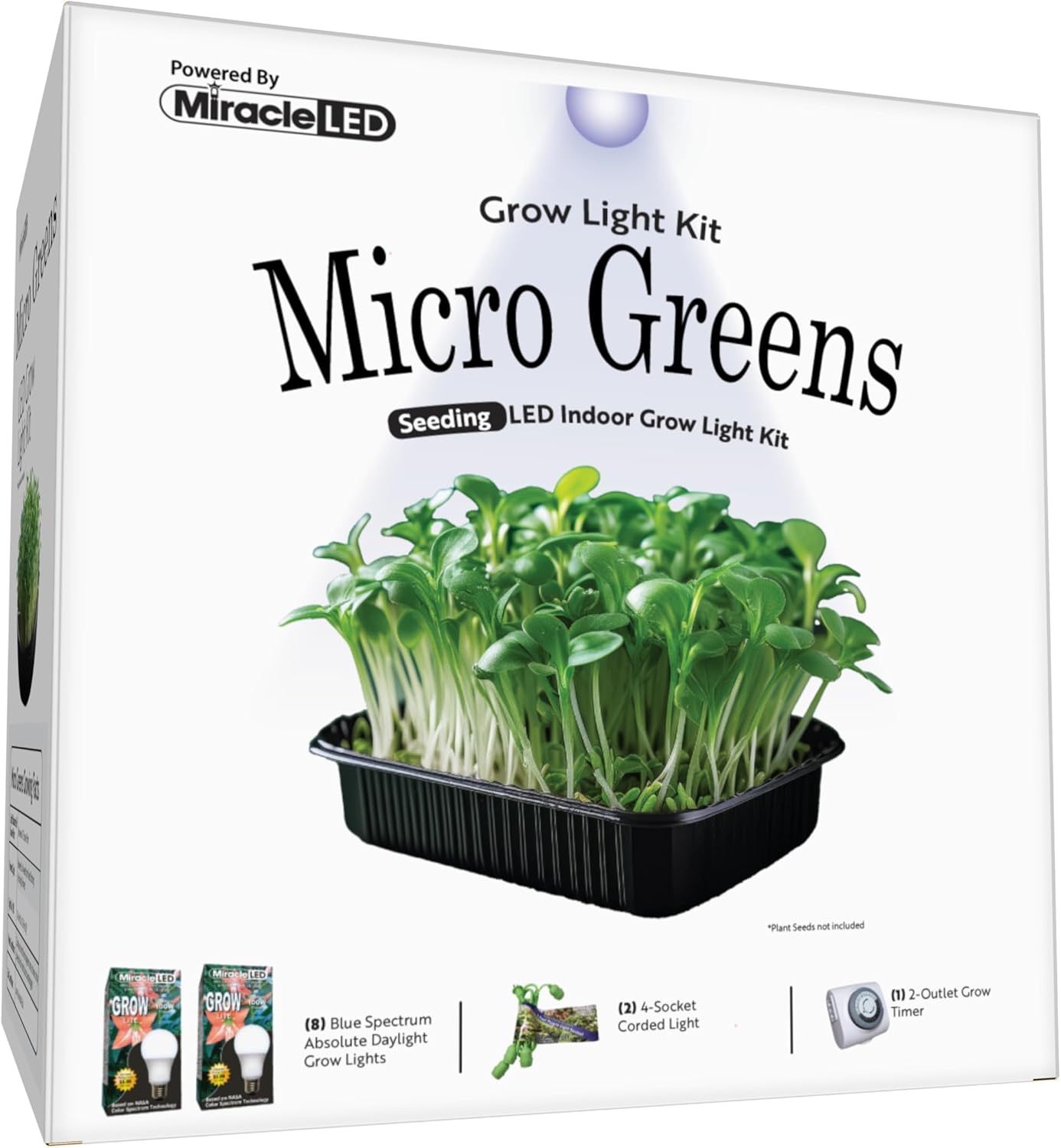 Miracle LED Micro Greens Starter Grow Kit (Absolute Daylight Blue Spectrum Edition 2-Pack)