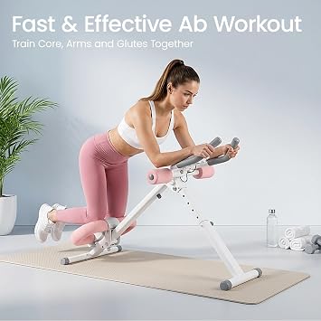 Ab Machine Adjustable Ab Trainer for Home Gym Foldable Abs Workout Equipment with Knee Padding and LCD Monitor