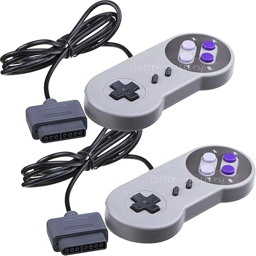 USonline911 2 almohadillas de videojuegos SNS-005 con control remoto para consola de sistema Nintendo SNES, controlador de repuesto de 6 pies SNS-005