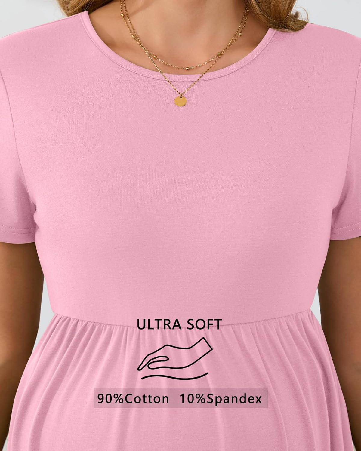 Ficerd 3 Packs Cotton Women's Maternity Tops Short Sleeve Scoop Neck Elastic Band High Waist Shirts Pregnancy Clothes - Image 3