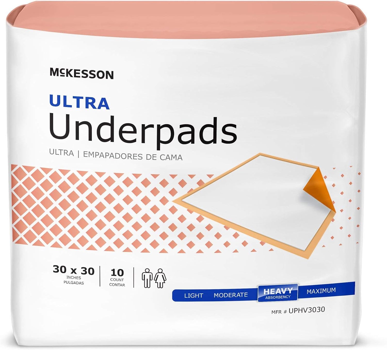 McKesson Ultra Underpads, Incontinence Bed Pads 30" x 30" [100 Count], Heavy Absorbency, Disposable Chux Pads for Adults, Elderly, and Baby, Pee Pads