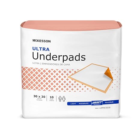 McKesson Ultra Underpads, Incontinence Bed Pads 30 x 30 [100 Count], Heavy Absorbency, Disposable Chux Pads for Adults, Elderly, and Baby, Pee Pads