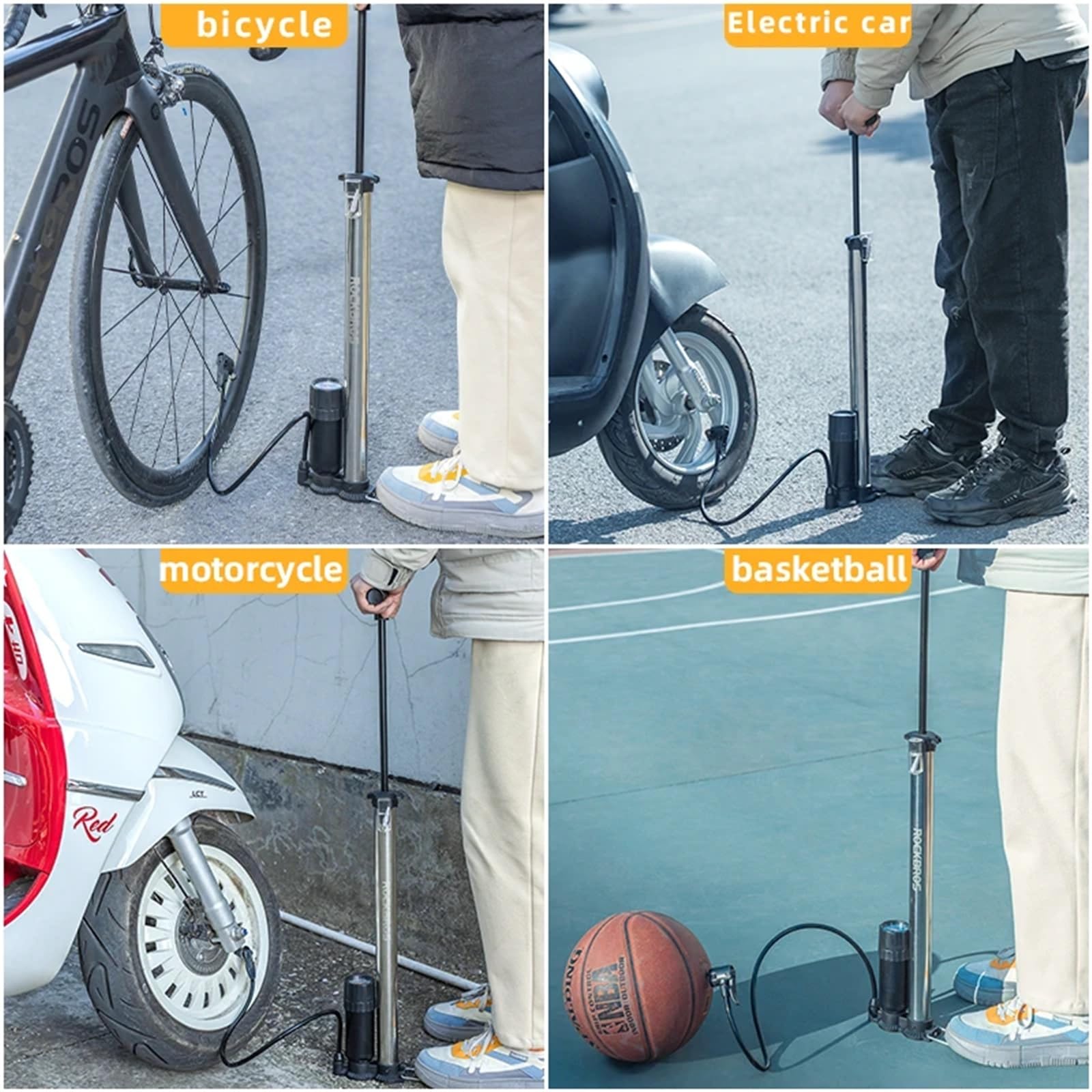 Fahrrad-Standpumpe Hochdruck Fahrrad Rennradreifen Stehende Hand Für Basketball, Fußball und Volleyball