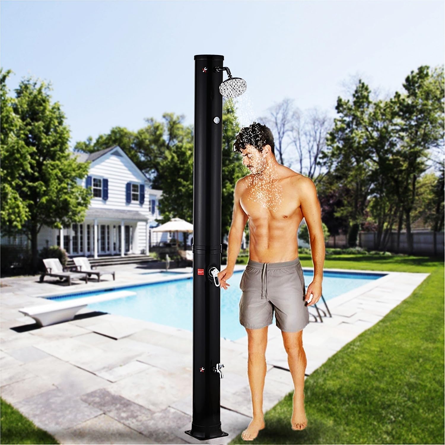 Outdoor Shower kit 10 Gal Solar-Heated Shower, Freestanding Portable Shower Spa Set for Outside Backyard Garden Shower System,Temperature and Pressure Adjustable