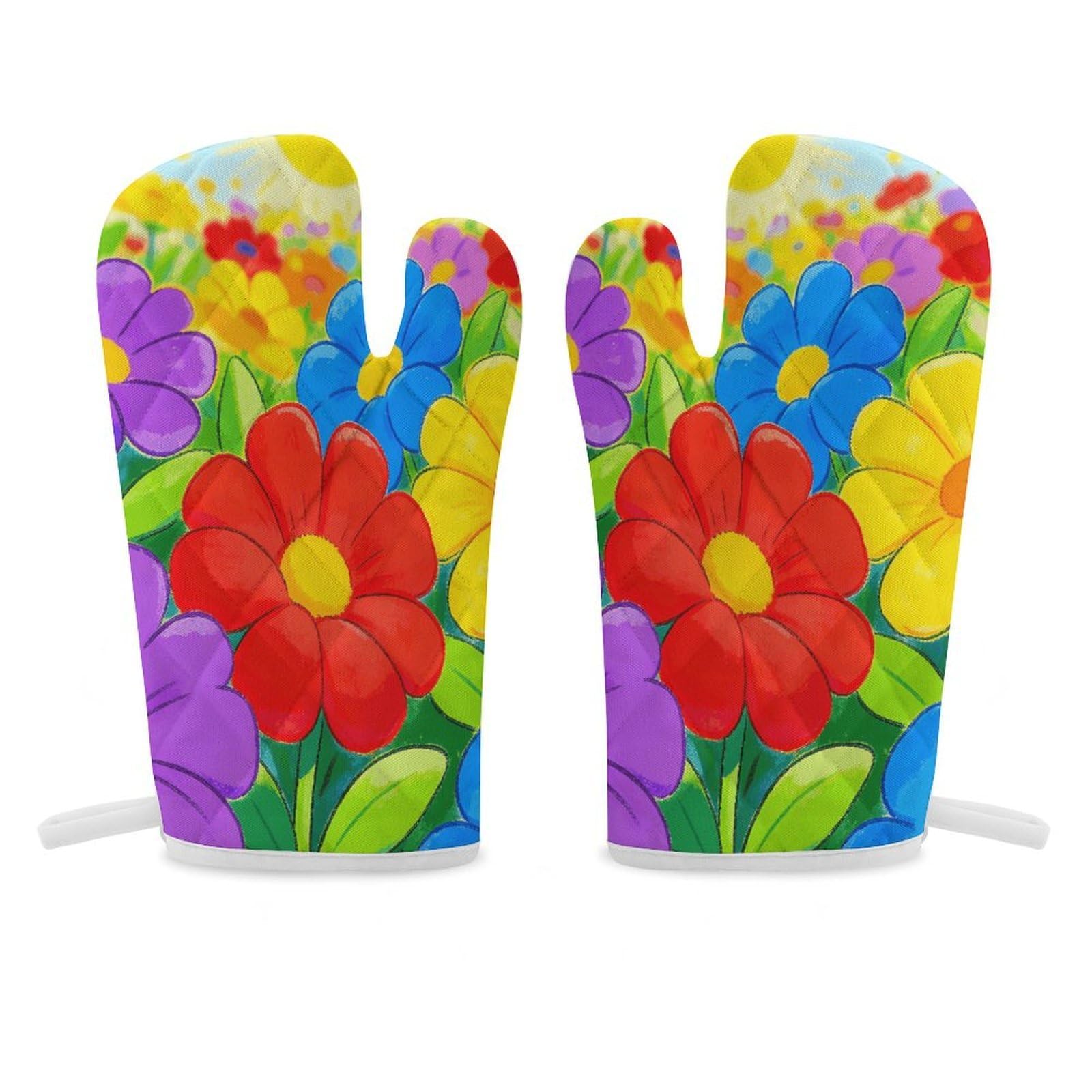 Colorful Oven Mitt Heat Resistant Potholder Set,Durable Oven Gloves for Gifts,Glove Pot Holder for Cooking Baking Grilling BBQ