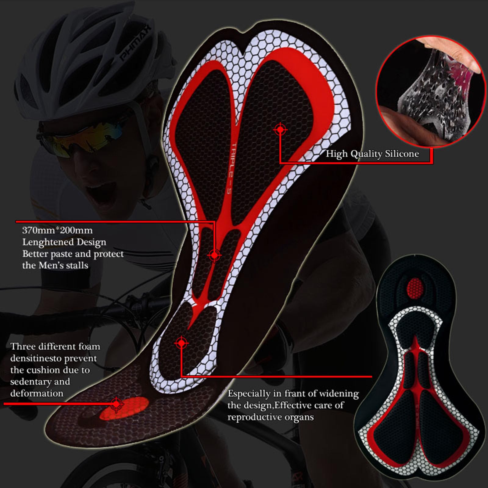X-TIGER Ropa Interior de Ciclismo para Hombre Acolchado MTB Boxer Ciclismo Hombres Ropa Interior de Bicicleta,Tamaño:M