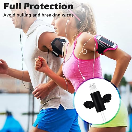 Miniatura 4 de Protector de cable de dibujos animados para cargador de iPhone, diseño de gato Kawaii 3D, cubierta de cable de línea de datos, protector de cable