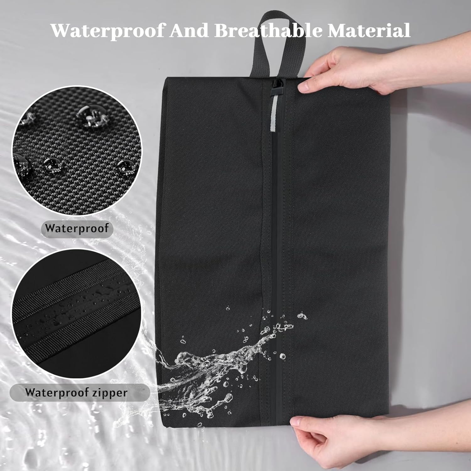 Shoe Bag Odor-Absorbing Water-Resistant, Travel Friendly Golf Shoe Bag with Zipper for Sports Ideal for Gym,Spikes,Golf,Tennis,Baseball(Black, 1-Pack) - Image 5