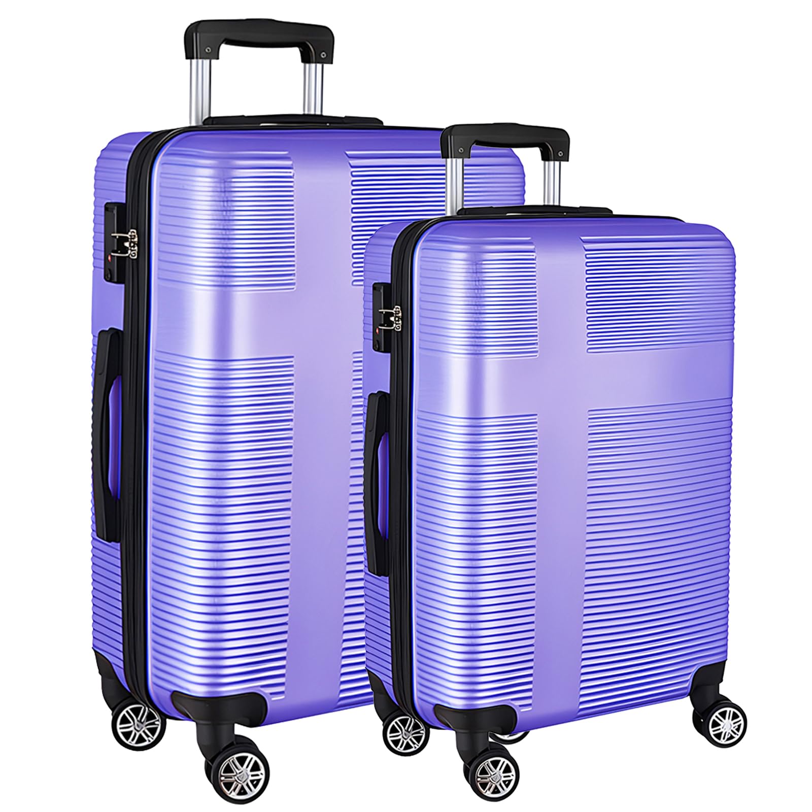 WqzlygLuggage Sets 2 Piece,Hardshell Suitcase Set with Wheels,Carry On 20 Inch and 24 Inch Checked Luggage,Lightweight Luggage Set for Travel,20/24 Lavender purple